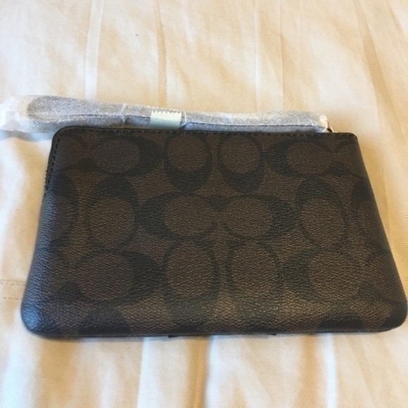 Coach black and brown signature coated canvas wristlet NWT - Picture 9 of 16